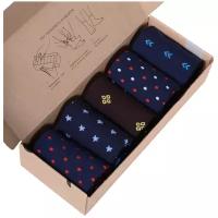 Носки Нева-Сокс, 5 пар, размер 29, коричневый, синий, мультиколор