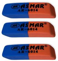 Ластик/резинка стирательная Asmar набор 3 шт размер 52х13х8, красно-синие прямоугольные, скошенные