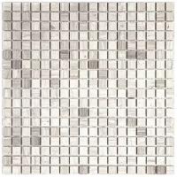 7M032-15P Мозаичная плитка из мрамора Natural Adriatica серый светлый квадрат глянцевый