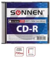 Диск CD-R SONNEN, 700 Mb, 52x, Slim Case (1 штука), 512572