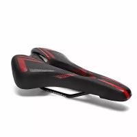 Седло велосипедное с вырезом для снижения давления на предстательную железу Enlee, черный/красный