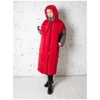Куртка для беременных зимняя Мамуля красотуля Руби красный/серый меланж 50