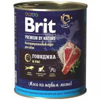 Влажный корм для собак Brit Premium by Nature, говядина, с рисом 1 уп. х 1 шт. х 850 г