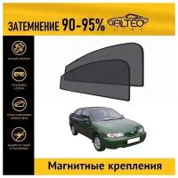 Каркасные автошторки ALTEO PREMIUM на Nissan Almera 1 (N15) (1995-2000) седан на передние двери на магнитах с затемнением 90-95%