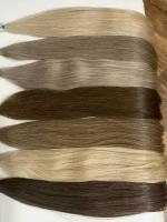 Волосы для наращивания набор 10 срезов 55-60 см тона на выбор (блон, русый омбре, черный, шоколад)