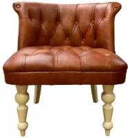 Кресло GRUPPO 396 гест размер: 69 х 70 см, натуральная кожа цвет коричневый + компаньон, опоры цвет слоновая кость