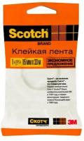 Клейкая лента канцелярская 3M Scotch Эконом 500-1533 7100204217 прозрачная шир.15мм дл.33м