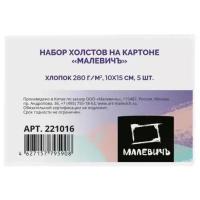 Набор холстов Малевичъ на картоне 10х15 см (221016) 5 шт. 5 шт. 15 см 10 см