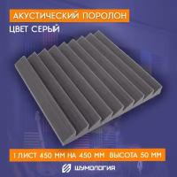 Акустический поролон серый (панель) 450х450 мм - Шумология 