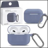 Силиконовый чехол для AirPods 3 с карабином, лаванда