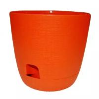 Горшок для цветов с поддоном Le Twist (Ле Твист), диаметр 19 см, объем 3,3 литра, оранжевый, дренаж, кашпо, ТЕК.А.ТЕК