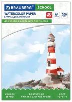 Папка для акварели BRAUBERG 29.7 х 21 см 200 г/м², 20 л. разноцветный A4 29.7 см 21 см 200 г/м²