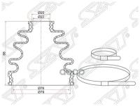 Пыльник Шруса Наружный Toyota Camry Usa/Corolla/Sv50/Allion/Wish 4Wd 1Zz (2 Хомута. Резина) Sat арт. C-1036