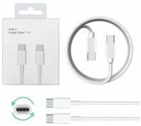 Универсальный Кабель USB - C на Type - C для телефона Apple iPhone / Android / Xiaomi / Samsung / iPad / AirPods / iPod / i Mac / Шнур data Лайтнинг ЮСБ на Тайп Си ( Type - C ) для смартфона Эпл Айфон, Планшета Айпад и наушников аирподс, Моно Блока Мак / Foxconn Лайтинг ( 8 pin ) – УСБ С провод для зарядки и передачи (синхронизации) данных / 1 метр / 5A / QC 2.0 / Q. C. 3.0 / PD / Fast Charge / inBox ( Белый )