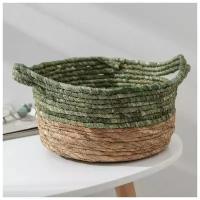 Корзина для хранения плетеная Магия 29х25х15.5 см, цвет зеленый