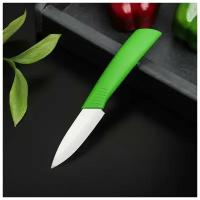 Нож керамический «Симпл», лезвие 8 см, ручка soft touch, цвет зелёный