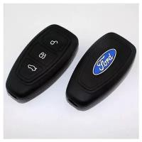 Силиконовый чехол на ключ для Ford Kuga (Смарт) (Черный (3к-1м))