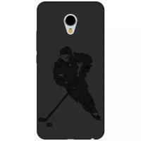 Матовый чехол Hockey для Meizu MX6 / Мейзу МХ6 с эффектом блика черный