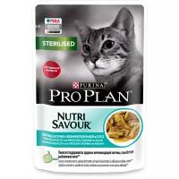 Влажный корм стерилизованных кошек и кастрированных котов Pro Plan Nutri savour, с океанической рыбой 24 шт. х 85 г (кусочки в соусе)