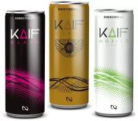 Энергетические безалкогольные напитки KAIF Energy ассорти (BLACK, MOKKA, MOJITO VIRGIN) 3 банки по 0,5л