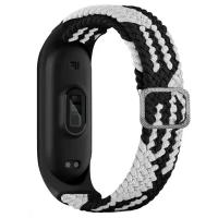 Ремешок нейлоновый плетеный для Xiaomi Mi Band 4/ Mi Band 5/ Mi Band 6 бело-черный