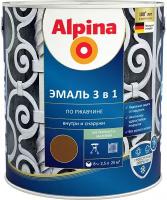 Грунт-эмаль по ржавчине Alpina 3 в 1, 2,5 л, RAL 8011, темно-коричневая