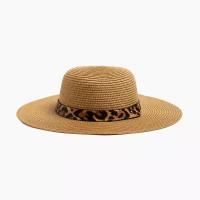 Шляпа женская с леопардовым ремешком цвет коричневый, р-р 58