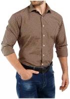 Рубашка мужская WOMEN MEN клетка, коричневый рост 182-188 размер 40