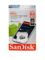 Карта памяти SanDisk microSDXC 64 ГБ Class 10, A1, UHS-I, R 100 МБ/с, 1 шт, серый