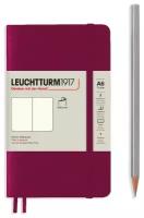 Блокнот Leuchtturm Pocket A6 61л без линовки мягкая обложка Красный Портвейн