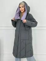 Женская куртка демисезонная весна-осень КК 7104 больших размеров Karmelstyle цвет граф 54 размер