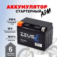 Аккумулятор ZEUS SUPER AGM 12 Ач п. п. (YTZ12S)