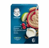 Каша молочная мультизлаковая Gerber Яблоко и малина с 6 месяцев