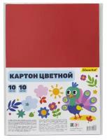 Картон цветной Silwerhof ассорти немелованная 10л. 10цв. A4 Веселый павлин 230г/м2 1диз. ПЭТ (упак:25шт)