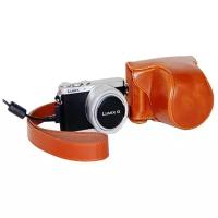 Сумка-кожух-футляр MyPads TC-155039 из качественной импортной кожи для фотоаппарата Panasonic Lumix DMC-GM1/ GM2/ GM5 светло-коричневого цвета