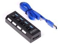 USB 3.0 хаб SmartBuy с выключателями, 4 порта (SBHA-7304-B), черный