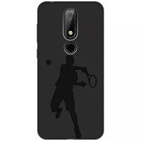 Матовый чехол Tennis для Nokia 6.1 Plus / X6 (2018) / Нокиа 6.1 Плюс / Х6 2018 с эффектом блика черный