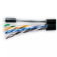 Кабель витая пара U/UTP кат.5E 4х2х24AWG solid CU PE Outdoor Standard трос черн. (м) SUPRLAN 01-0322-1