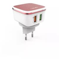 LDNIO LD B4362 A2405Q Сетевое ЗУ + Кабель Micro QC 3.0 2 USB Auto-ID Выход: 5V 9V 12V, 30W White&Red