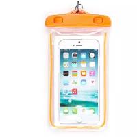 Водонепроницаемый чехол для телефона, документов, iPhone или смартфона, Оранжевый, 9х16 см со светящимся контуром