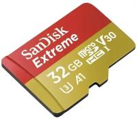 Карта памяти SanDisk Extreme microSDHC Class 10 UHS Class 3 V30 A1 32 GB, чтение: 100 MB/s, запись: 60 MB/s, адаптер на SD