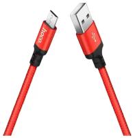 Кабель Hoco X14 Times Speed, USB - microUSB, 2A, 1м, красный/черный
