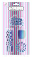 Набор для оформления кондитерских изделий: cвечи и надпись Happy Birthday Веселая вечеринка голубой - Fiolento