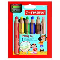 STABILO Цветные карандаши Woody 3 in 1 6 цветов (8806-2)