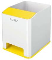 Подставка для ручек и смартфона с усилением звука Leitz WOW, желтый металлик/белый