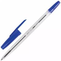 Ручка шариковая Brauberg Line, корпус прозрачный, узел 1 мм, линия письма 0,5 мм, синяя (141097)