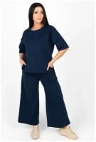 Женский костюм с брюками темно- синего цвета, 46 размер