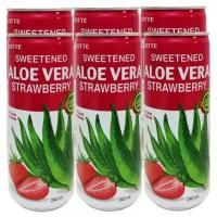 Lotte Aloe Vera Напиток сокосодержащий, со вкусом клубники, безалкогольный, негазированный, с мякотью алоэ, 6 шт по 240 мл