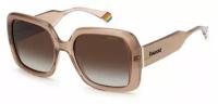 Женские солнцезащитные очки Polaroid PLD 6168/S 10A LA, цвет: бежевый, цвет линзы: коричневый, квадратные, поликарбонат