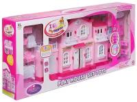 Кукольный дом Junfa "Мой новый дом" с мебелью, средний, сборный, розовый WK-15509